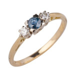 Gouden ring saffier en diamant | 14k | Den Bosch 